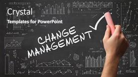  Presentation with business change - Audience pleasing PPT theme consisting of hand-drawing-change-management-inscription backdrop and a dark gray colored foreground