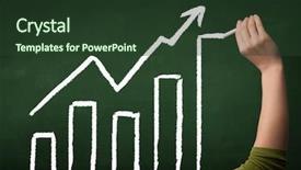  Presentation with green chalkboard - Cool new slide deck with hand drawing chart with exponential backdrop and a tawny brown colored foreground