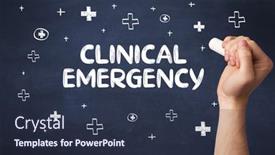 Presentation with emergency medical - Beautiful PPT theme featuring hand-drawing-clinical-emergency-inscription backdrop and a tawny brown colored foreground