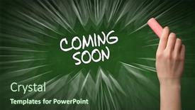  Presentation with coming soon - Colorful slide set enhanced with hand-drawing-coming-soon-inscription backdrop and a tawny brown colored foreground