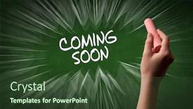  Presentation with coming soon - Colorful slide deck enhanced with hand-drawing-coming-soon-inscription backdrop and a tawny brown colored foreground