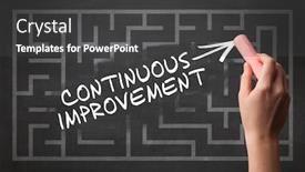  Presentation with continuous improvement - Amazing slide deck having hand-drawing-continuous-improvement-inscription backdrop and a dark gray colored foreground