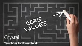  Presentation with chalk - Beautiful PPT layouts featuring hand-drawing-core-values-inscription backdrop and a dark gray colored foreground