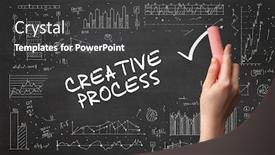  Presentation with business process - Slides featuring hand-drawing-creative-process-inscription background and a dark gray colored foreground