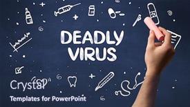  Presentation with medical virus - Amazing PPT layouts having hand-drawing-deadly-virus-inscription backdrop and a ocean colored foreground
