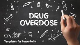  Presentation with drug overdose concept - PPT layouts with hand-drawing-drug-overdose-inscription background and a dark gray colored foreground