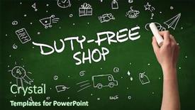  Presentation with duty free shopping - Presentation having hand-drawing-duty-free-shop background and a tawny brown colored foreground
