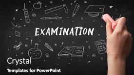  Presentation with examination - Presentation theme consisting of hand-drawing-examination-inscription background and a dark gray colored foreground