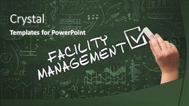  Presentation with facility management - PPT theme with hand-drawing-facility-management-inscription background and a tawny brown colored foreground