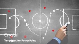  Presentation with human resource compensation - Presentation design consisting of hand drawing football tactic plan background and a gray colored foreground
