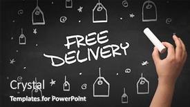 Presentation with online shopping - Amazing theme having hand-drawing-free-delivery-inscription backdrop and a dark gray colored foreground