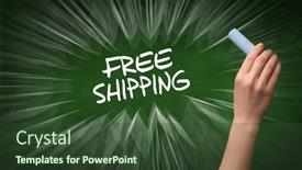  Presentation with online shopping - Presentation design consisting of hand-drawing-free-shipping-inscription background and a tawny brown colored foreground