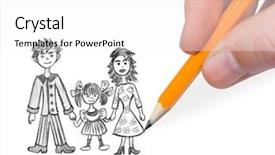  Presentation with family - Slides featuring hand drawing happy family isolated background and a white colored foreground