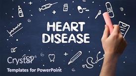  Presentation with medical heart - Colorful slides enhanced with hand-drawing-heart-disease-inscription backdrop and a ocean colored foreground