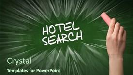  Presentation with online shopping - Slides having hand-drawing-hotel-search-inscription background and a tawny brown colored foreground