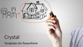  Presentation with whiteboard - Beautiful slides featuring hand drawing house backdrop and a light gray colored foreground