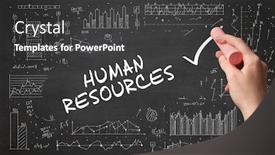  Presentation with human resources - PPT layouts with hand-drawing-human-resources-inscription background and a dark gray colored foreground