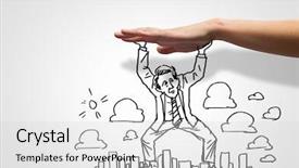  Presentation with challenge - PPT theme enhanced with hand drawing image of businessman background and a light gray colored foreground