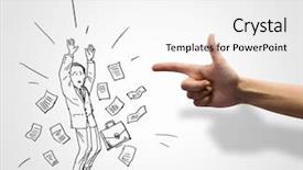  Presentation with challenge - Cool new PPT theme with hand drawing image of businessman backdrop and a  colored foreground