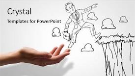  Presentation with challenge - Beautiful presentation design featuring apple money - hand drawing image of businessman backdrop and a white colored foreground