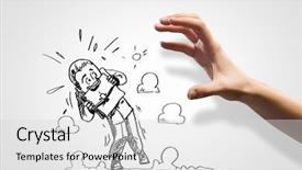  Presentation with challenge - Colorful presentation theme enhanced with hand drawing image of businessman backdrop and a light gray colored foreground