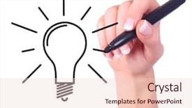  Presentation with light bulb - PPT theme enhanced with hand drawing light bulb isolated background and a lemonade colored foreground