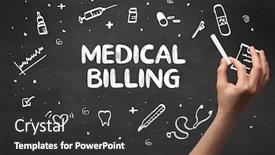  Presentation with medical billing - Cool new presentation theme with hand-drawing-medical-billing-inscription backdrop and a dark gray colored foreground