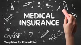  Presentation with medical amputation hand amputated - Audience pleasing presentation theme consisting of hand-drawing-medical-insurance-inscription backdrop and a dark gray colored foreground