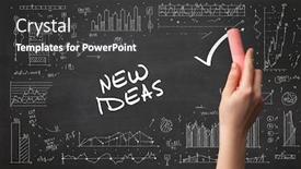  Presentation with new business ideas - Beautiful theme featuring hand-drawing-new-ideas-inscription backdrop and a dark gray colored foreground