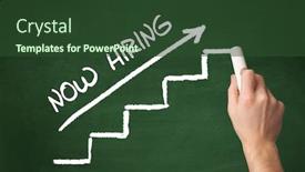  Presentation with hiring - Theme having hand-drawing-now-hiring-inscription background and a tawny brown colored foreground