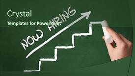  Presentation with hiring - Audience pleasing slide deck consisting of hand-drawing-now-hiring-inscription backdrop and a tawny brown colored foreground