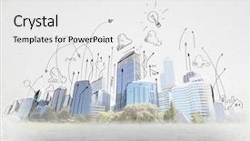  Presentation with urban - Slides having hand drawing of urban scene background and a white colored foreground