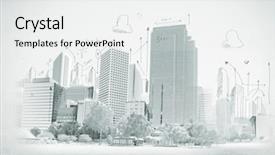  Presentation with construction design - Slide set enhanced with hand drawing of urban scene background and a white colored foreground