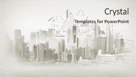  Presentation with construction design - Slide deck having hand drawing of urban scene background and a white colored foreground