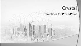  Presentation with hand drawn cartoon of sports - PPT theme having hand drawing of urban scene background and a white colored foreground