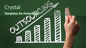  Presentation with business outsourcing - Beautiful PPT layouts featuring hand-drawing-outsourcing-inscription backdrop and a tawny brown colored foreground