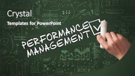  Presentation with performance management - Presentation design consisting of hand-drawing-performance-management-inscription background and a dark gray colored foreground