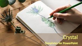  Presentation with plant - PPT theme consisting of hand drawing plant in sketchbook background and a coral colored foreground