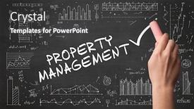  Presentation with property management - Slide deck featuring hand-drawing-property-management-inscription background and a dark gray colored foreground