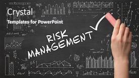  Presentation with risk management - Audience pleasing PPT theme consisting of hand-drawing-risk-management-inscription backdrop and a dark gray colored foreground
