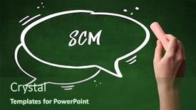  Presentation with white - Amazing theme having hand-drawing-scm-abbreviation backdrop and a tawny brown colored foreground