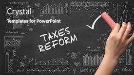  Presentation with reform - Presentation design consisting of hand-drawing-taxes-reform-inscription background and a dark gray colored foreground