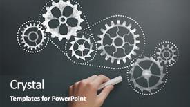  Presentation with chalk - Audience pleasing PPT theme consisting of mechanical seminar - businessman hand drawing with chalk backdrop and a dark gray colored foreground