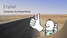  Presentation with alone - Presentation design with hand-drawn-cartoon-hitchhiker-alone background and a light blue colored foreground
