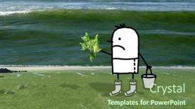  Presentation with polluted - Slide set having hand-drawn-cartoon-man background and a tawny brown colored foreground