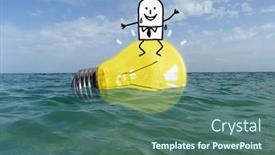  Presentation with ocean cartoon - Amazing presentation design having hand-drawn-cartoon-man backdrop and a ocean colored foreground