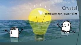  Presentation with ocean cartoon - Slide set enhanced with hand-drawn-cartoon-men-lost background and a light blue colored foreground