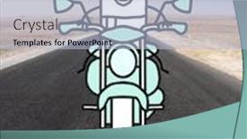  Presentation with rider - Colorful presentation design enhanced with hand-drawn-cartoon-motorbike-rider backdrop and a light blue colored foreground