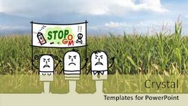  Presentation with cartoon agriculture - Presentation design with hand-drawn-cartoon-protesting-people background and a yellow colored foreground
