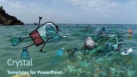  Presentation with scuba diving - Amazing presentation theme having hand-drawn-cartoon-scuba-man backdrop and a ocean colored foreground